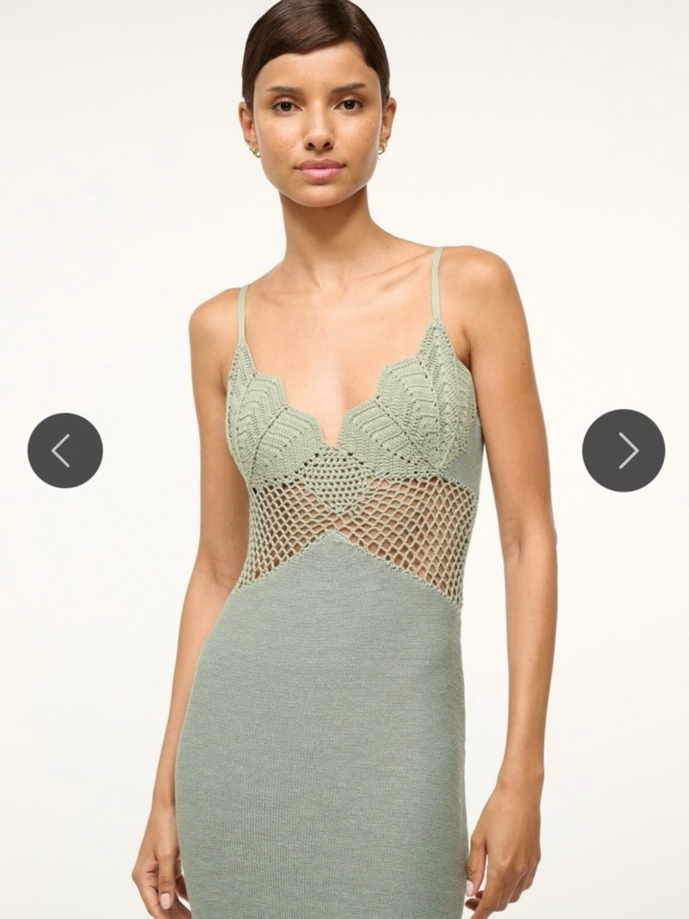 STAUD Sage Green Crochet-Trim Maxi Dress - Picture 3 of 3